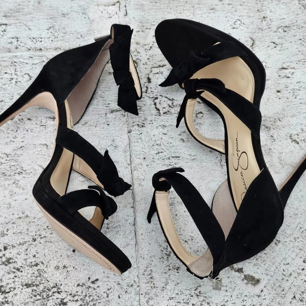 Jessica Simpson Women Heel Pump Sandal Black Suede Upper JS Kaycie Size 8.5M 39 - Picture 8 of 13